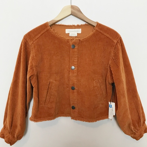 Treasure & Bond Jackets & Blazers - Treasure & Bond NWT Orange Cropped Corduroy Jacket